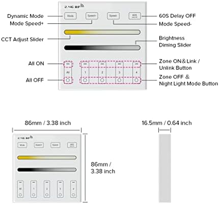 BTF-LIGHTING 2.4G RF Wireless Single Color Wall Mounted Smart Panel Remote - Image 5
