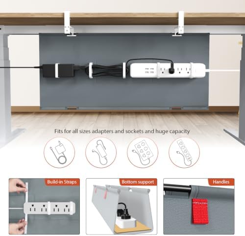 Univivi No Drill Under Desk Cable Management Tray, 28 inch Cable Management - Image 2
