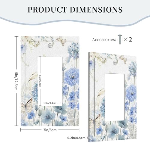Decorative Outlet Covers Blue Floral Hydrangea Watercolor Wildflower 1 Gang Rocker Light Switch Covers Single Gfci Wall Plate Electrical Receptacle Switchplate Plug Faceplate for Bathroom - Image 5