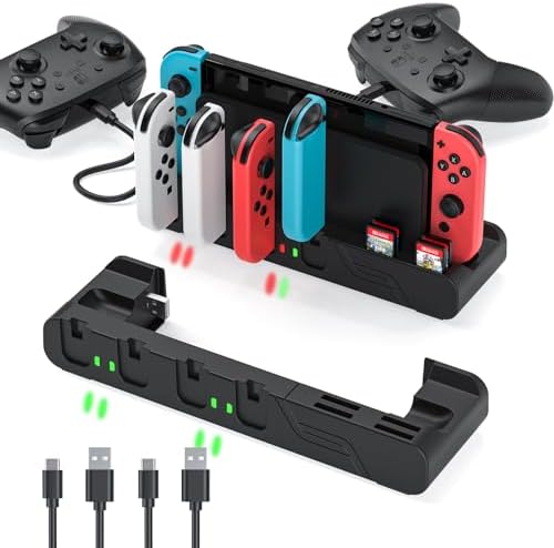 Switch Controller Charger Dock Compatible With Nintendo Switch And Switch OLED Model Joycons, Charges Up To 6pcs Joycon With Game Card Storage by MLIFEMFUL
