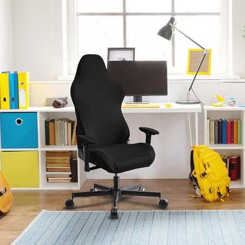 Stretch Gaming Chair Cover, Soft and Comfortable, Dust Protection, Modern Design, for Office Computer Racing Seat(Black) - Image 3
