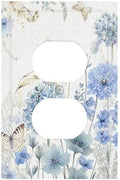 Outlet Covers Blue Floral Hydrangea Watercolor Wildflower Decorative 1 Gang Duplex Light Switch Cover Plate Single Electrical Receptacle Wall Plate Plug Switchplate Faceplate for Bedroom Decor by JOOJIAO