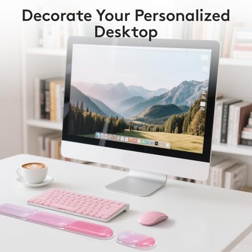 Gel Keyboard Wrist Rest Pad, Mouse Wrist Support with Non-Slip Base, Soft Arm Rest Keyboard Wrist Pad for Palm Rest Home Office Laptop, Pink Color Block - Image 2