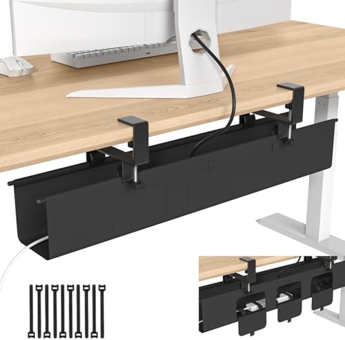 Under Desk Cable Management Tray, 36” Fabric No Drill Clamp Mount by Nyoria