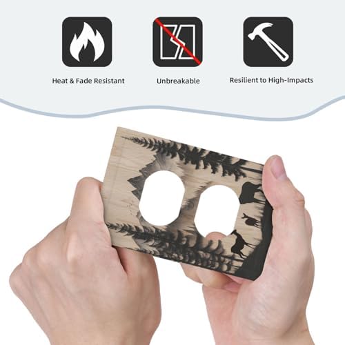 Outlet Covers Rustic Black Deer Elk Brown Wood Board Pine Tree Decorative 1 Gang Duplex Light Switch Cover Plate Single Electrical Receptacle Wall Plate Plug Switchplate Faceplate Decor - Image 6