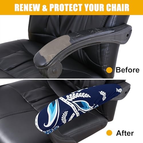 Smiry Stretch Printed Office Chair Armrest Covers, 2 Pcs, Midnight Blue | Soft Fit Removable Washable Computer Desk Chair Arm Covers Protector - Image 5