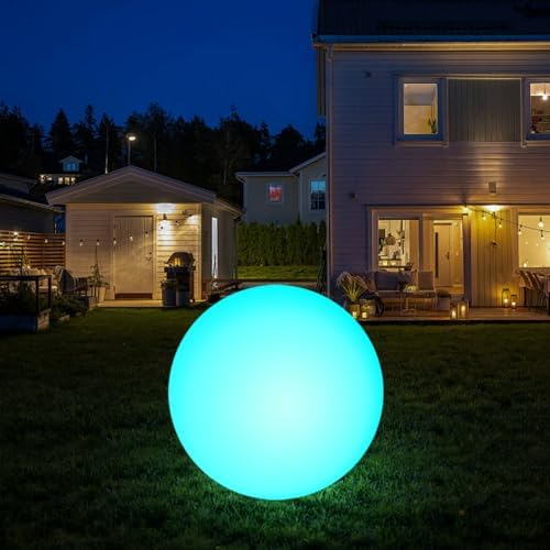 infray 12-Inch LED Ball Light, Solar Rechargeable Globe Light Color Changing Solar Globe Lamp IP67 Waterproof Outdoor Garden RGB Orb Light for Patio Pool Yard Bar Party Decorative Lighting by Unknown