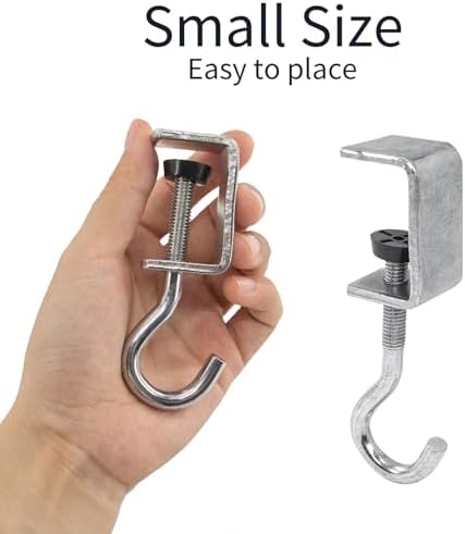Desk Mount Bag Holder Hook Clamp-On Backpack Hanger Portable Headphones Holder, Reduce Desk Clutter, Black (Pack of 2) - Image 7
