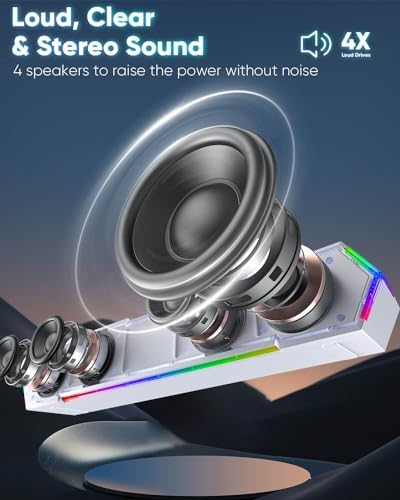 LENRUE G11 Computer Speakers for Desktop, Touch Lights PC Speakers with Surge Clear Sound, USB C/USB Powered for Computer Desktop PC Laptop Monitor (White) - Image 2
