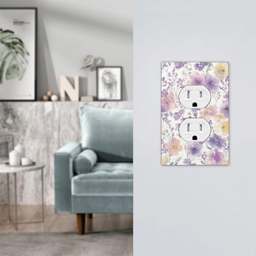 Outlet Covers Purple Floral Watercolor Wildflower Decorative 1 Gang Duplex Light Switch Cover Plate Single Electrical Receptacle Wall Plate Plug Switchplate Faceplate for Bedroom Decor - Image 7