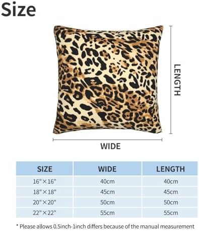 Pillowcase Set of 2 Leopard Animal Cheetah Print Throw Pillow Covers Shells for Couch Office Bedroom Home Decoration, 18"X18" - Image 2
