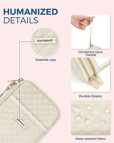BAGSMART Electronic Cord Cable Organizer Travel Bag Case, Double Layers Tech Electronic Bag, Essentials for Charger, Cable, Phone, Flash drive, Beige - Image 5