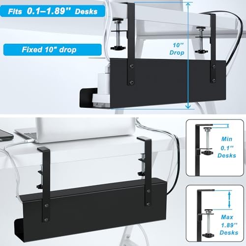 ZhiYo 17in Cable Management Under Desk Tray, 3in W x 4.7in H, Black - Image 3