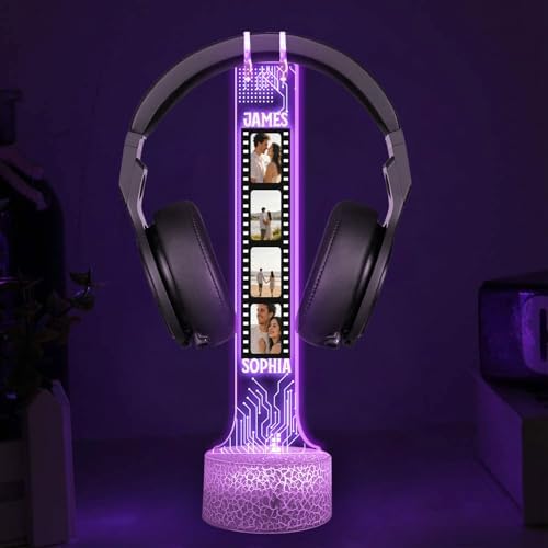 Custom Headphone RGB Light Headset Holder, Personalized Couple Photo Headphone Night Light, Gaming Room Decor, Gift for Boyfriend, Teen Gamer, Valentines Day Gift, Gifts for Couple - Image 5