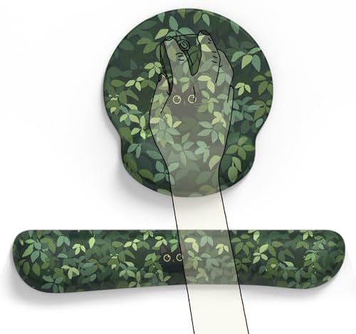 Cute Ergonomic Green Mouse Pad Cat Wrist Support,[ 20% Larger] Wrist Rest Gel Anime Kawaii 3D Green Office Plants Mouse Pads, Keyboards Silicon Wrist Pad,Pain Relief,Game Work Study Home Office. - Image 5