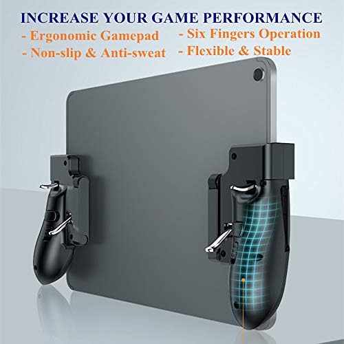 PUBG Controller for iPad, 4 Triggers [6 Finger Operation] Sensitive Shoot Aim Trigger Gamepad Grip, Support 9.7-12.9 inch iPad & Tablet (Thickness < 10mm) - Image 4