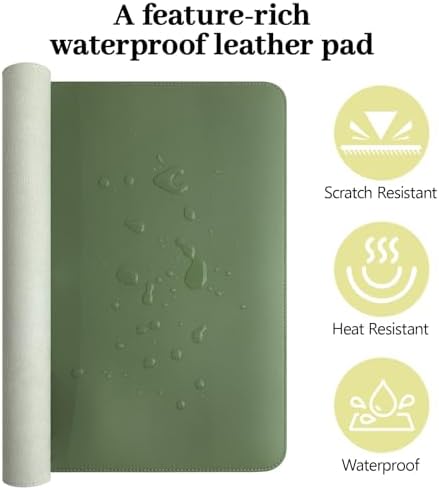 Green Leather Desk Pad Large Mouse Pad, 35.4"x17" - Image 5