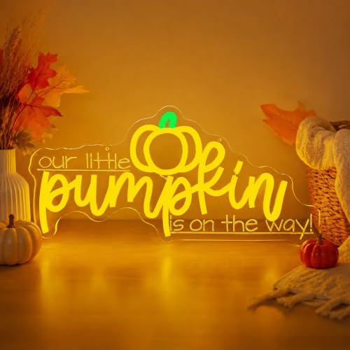 Fall Neon Sign A Little Pumpkin is on The Way Neon Sign by JeanchrlNEONLIGHTUPSIGNS