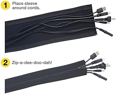 Zipper Cable Sleeve by Wrap-It Storage - 36" x 4" (2-Pack) Black - Image 5