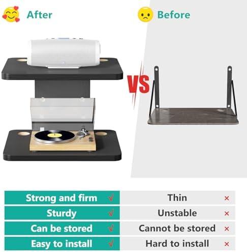 WALI Floating TV Shelf, 2 Tier Projector Shelf for DVD Players, Routers, Game Consoles, Cable Boxes, Living Room Decor Accessories, Wall Mount Shelves Holds Up to 22lbs (CS202NB), 2-Shelf, Black - Image 5