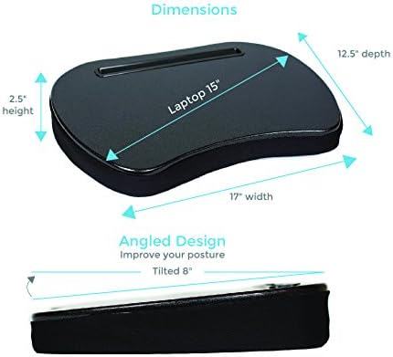 Sofia + Sam Mini Lap Desk with Memory Foam Cushion | Tablet Slot and Handle | Fits Laptops Up to 15" | Tablets Up to 9.6" | Black | Portable Travel Desk | Reading Writing and Coloring - Image 5
