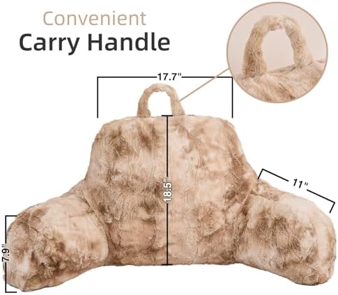 A Nice Night Khaki Reading Pillow, 18.5" Bed Wedge Pillows with Arms - Image 2