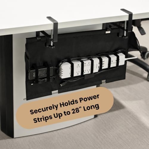 Anti-Sag Metal Base Under Desk Cable Tray, No Drill, 28inch Black - Image 5