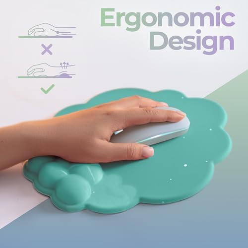 Premium Quality Cloud Wrist Rest Keyboard & Mouse Pad Set – Ergonomic Memory Foam Desk Accessories with Wrist Support & Cloud Coaster Wrist Rest for Office & Gaming- Mint - Image 4