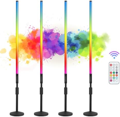 4ft RGB Led Tube Light Bar Stand with Carrying Case 5000mAh Battery 500+ Lighting Effects Music Sync for DJ Party Wedding Dance Video Studio Photo Booth Stage Lighting(4 Pack with case) - Image 2