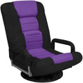 Best Choice Products Swivel Gaming Chair 360 Degree Multipurpose Floor Chair Rocker for TV, Reading, Playing Video Games w/Lumbar Support, Armrest Handles, Adjustable Foldable Backrest - Black/Purple by Unknown