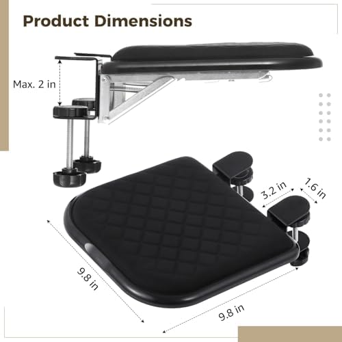 Ergonomic Arm Rest for Desk, 90° Folding Armrest Extension with Soft Memory Foam Pad, No-Drill Clamp Installation, Adjustable Elbow Support Computer Desk Extender for Home, Office - Image 5