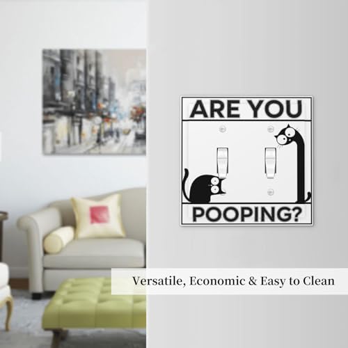 Decorative Light Switch Cover Plate Funny Bathroom Art with Are You Pooping Sign 2 Gang Switch Plate Covers Double Toggle Wall Plate Dual Device Electrical Switchplate Dimmer Faceplate - Image 7