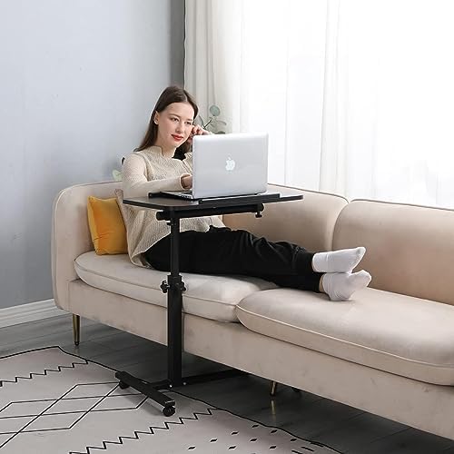 Laptop Table Mobile Adjustable Height Portable Desk Notebook Swivel PC Computer Rolling Desk with Wheels, Laptop Stand for Couch Bedside Hospital Bed Table - Image 6