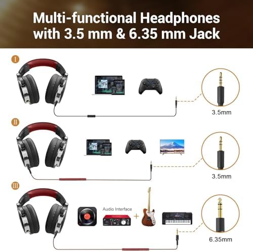 OneOdio Wired DJ Hi-Res Over-Ear Headphones for PC, Keyboard Guitar - Red - Image 4