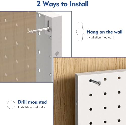 Peg Board Metal Pegboard Organizer 4 Pcs 15.7'' x 11.8'' Wall Control Pegboard for Gaming Room Garage Home Entryway Kitchen, White - Image 7