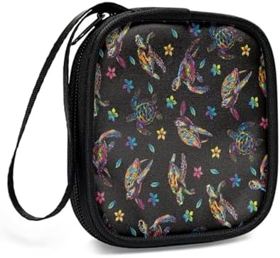 Turtle Flower Headphone Carrying Case Storage Bag Pouch for Bluetooth Wireless Headphones, Cords, Cable, Earbuds, Charger, USB Flash Driver, MP3 - Image 3