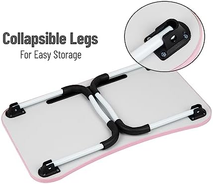 Mind Reader Lap Desk Laptop Stand, Bed Tray, Folding Legs, Couch Table, Portable, MDF, 23.25" L x 13.75" W x 10.5" H, Pink - Image 5