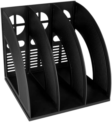 SAYEEC Magazine Holder Sturdy Binder Holder Desk File Sorter Plastic File Folder Organizer Stand Book Shelf Dividers Vertical Storage Rack Desktop Bookshelf Display Box for Office School Home (Black) by SAYEEC