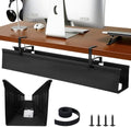 SHUWEI 48" Under Desk Cable Management Tray, Premium Fabric Cable Management for Desk, Clamp/Screw Mount Cable Tray for Office and Home, Black by SHUWEI