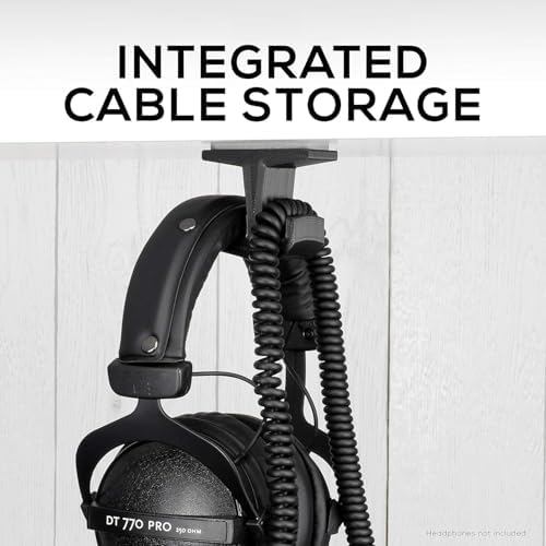 Headphone Stand (2 Pack) Under Desk Hanger for Headphones, Gaming Headsets, Mobiles Accessories, Stick On, No Screws, Black - Image 3