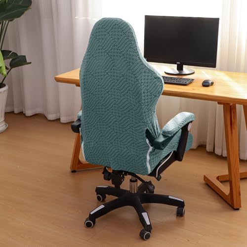 FORCHEER Green Gaming Chair Covers with Armrest Covers Stretch Jacquard Computer Game Chair Slipcover 4 Pieces Cat Scratch Proof Washable - Image 5