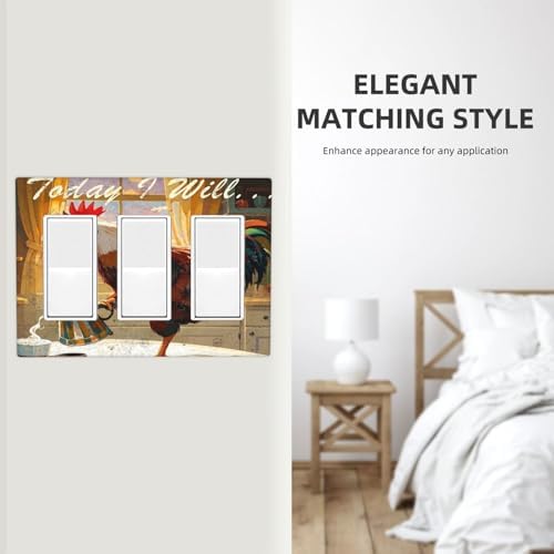 Decorative Outlet Covers Vintage Funny Chicken Rooster 3 Gang Gfci Wall Plate Triple Rocker Light Switch Covers Electrical Receptacle Switchplate Plug Faceplate for Kitchen Decor - Image 7