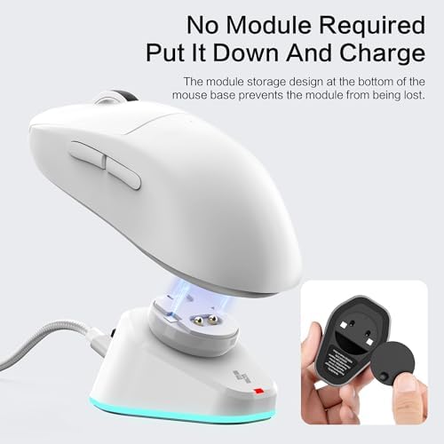 MOSHOU Charging Dock for Logitech Mouse G PRO X Superlight 2/1,G PRO X2 SUPERSTRIKE,G502/G502 X Lightspeed,G502 X Plus,G703/G903 Lightspeed,RGB Light,Computer Mice Powerplay Charging System(White) - Image 5