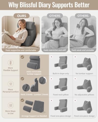 Blissful Diary Reading Pillow with Adjustable Neck & Lumbar Support, 21" - Image 4