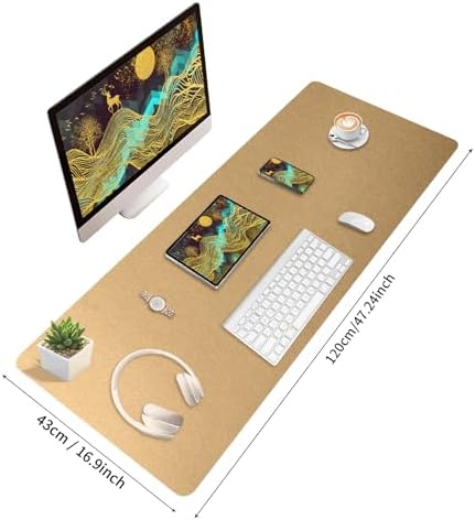 Bloss Gold Leather Desk Mat 47.2" x 16.9", Large Keyboard Pad for Desk, Desk Matt for Desktop, Waterproof Desk Pad Mat, Computer Mat for Office/Home/Decor - Image 3