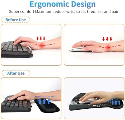 Ergonomic Mouse Pad with Wrist Support Gel, Upgrade Keyboard Wrist Rest Pad Set, Cool Skull - Image 5
