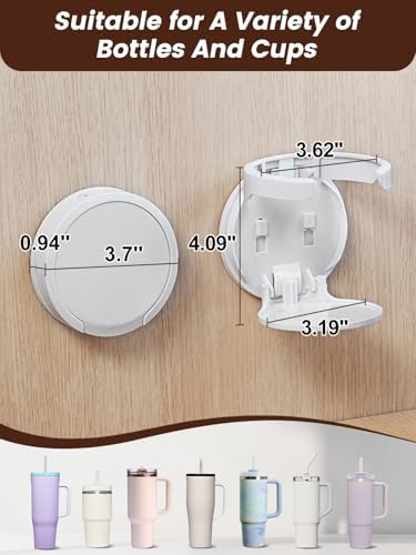 2-Pack Cup Holder for Desk, Clamp On Mug Holder, Universal Coffee Cup Holder Organizer for Gaming Desk, Office, Bedside, Countertop (White) - Image 2