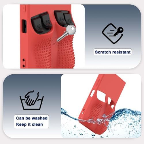 FIOPAZ for R36MAX Silicone Protective Case, Soft Skin for R36 MAX Retro Handheld Game Console Accessories, Anti-Scratch Washable Only for R 36 MAX Sleeve with Lanyard (Red) - Image 3