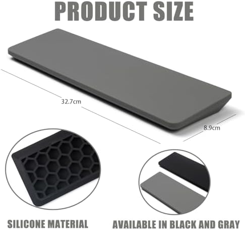 Sumgsn Grey Keyboard Wrist Rest, Gel Wrist Pad for Keyboard 60%/68%/70% | Ergonomic Keyboard Wrist Pad, Comfort Support for Typing and Gaming - Image 3
