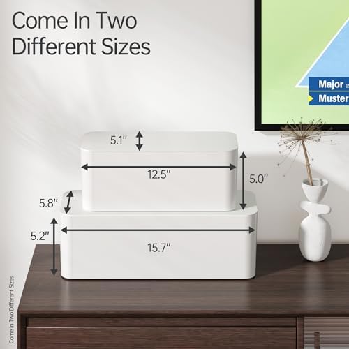 YECAYE 4 Pack Cable Management Box, Pet Friendly Cord Organizer Box for Home & Office, Child-Proof Cable and Power Strip Protector Box, Wire Hider and Cord Organizer for Desk, White - Image 5